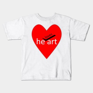 He loves art funny saying heart Kids T-Shirt